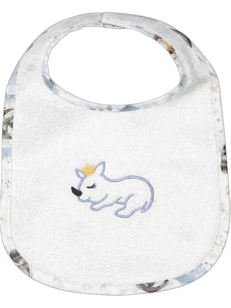 Baby Star Rhino Αδιάβροχη Σαλιάρα Υφασμάτινη με Κουμπί Λευκή