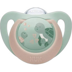 Nuk First Choice Ορθοδοντική Πιπίλα Σιλικόνης Νυκτός 6-18m Turtle Πράσινο Mint