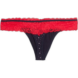 Cottonhill Γυναικείο Sexy String με Δαντέλα Μαύρο Κόκκινο CH4905