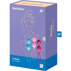Satisfyer V Balls Σετ Κολπικές Μπάλες Μπλε Κόκκινες Ροζ 3τμχ