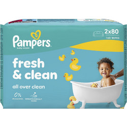 Pampers Fresh & Clean Μωρομάντηλα Χωρίς Οινόπνευμα & Parabens 2x80τμχ