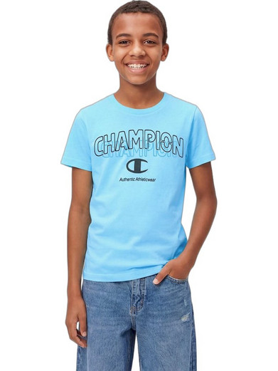 Champion All-Over Graphic Παιδικό T-Shirt Κοντομάνικο Γαλάζιο 307554-BS226