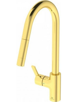 Ideal Standard Gusto BD416A2 Μπαταρία Κουζίνας Πάγκου Διπλής Παροχής Ανάμεικτη με Ντουζ Χρυσή