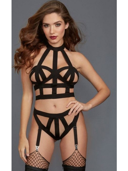 Dreamgirl Σετ Sexy Εσώρουχα με Ζαρτιέρες Μαύρα 888368293421