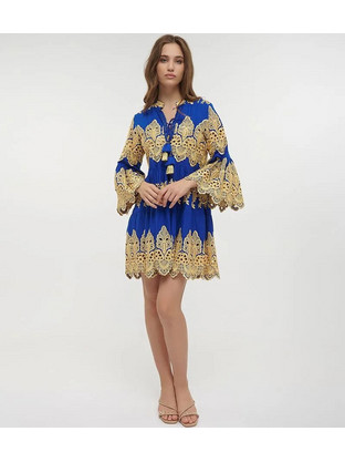Inart Ble Mini Καλοκαιρινό Καθημερινό Φόρεμα Royal Blue 5-41-201-0003
