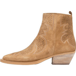 Alpe Γυναικεία Μποτάκια Cowgirl Suede Μπεζ με Χοντρό Χαμηλό Τακούνι 5253-11-01