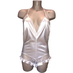 Lida Sexy Κορμάκι Μποξεράκι Σατέν See Through με Δαντέλα Εκρού 2384