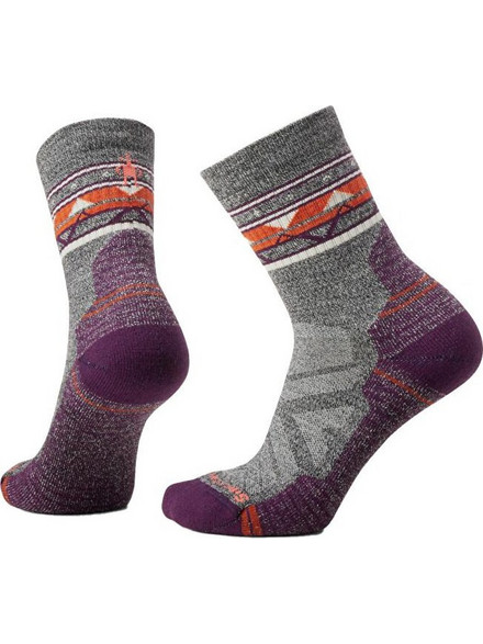 Smartwool Μάλλινες Γυναικείες Κάλτσες Γκρι Μωβ με Σχέδια SW001580H851