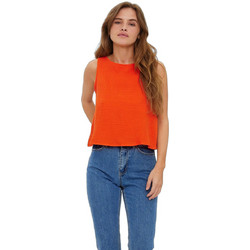 Vero Moda Natali Γυναικείο Καλοκαιρινό Crop Top Βαμβακερό Πορτοκαλί 10266398