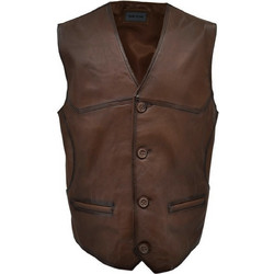 Leather 100 Titan Αμάνικο Ανδρικό Μπουφάν Χειμωνιάτικο Δερμάτινο Καφέ 07