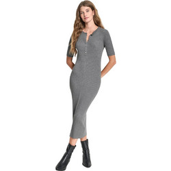 DKNY Midi Καθημερινό Φόρεμα Ριπ Ανθρακί DJ6R0948-HGR