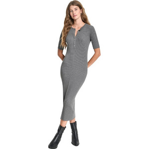 DKNY Midi Καθημερινό Φόρεμα Ριπ Ανθρακί DJ6R0948-HGR