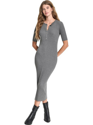 DKNY Midi Καθημερινό Φόρεμα Ριπ Ανθρακί DJ6R0948-HGR