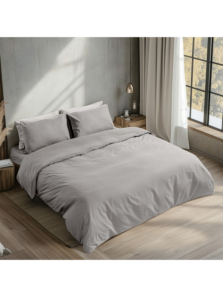 Beauty Home Σεντόνι King Size Βαμβακερό με Λάστιχο 190x200+35 Prime Art 1230 Γκρι