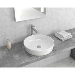 Karag LT 3206 Επικαθήμενος Νιπτήρας Μπάνιου Στρογγυλός Πορσελάνης 48x10cm Λευκός