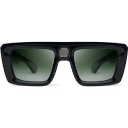 Bvlgari 02-BK Ανδρικά Γυαλιά Ηλίου Τετράγωνα Κοκάλινα Μαύρα με Πράσινο Φακό