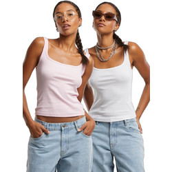 Urban Classics Γυναικείο Καλοκαιρινό Top Ριπ Λευκό Ροζ 2Pack TB7513A-20669