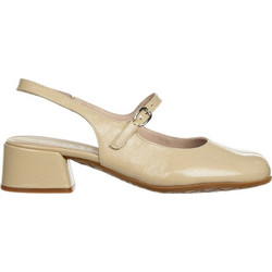Wonders Γόβες Slingback Δερμάτινες με Χοντρό Χαμηλό Τακούνι Μπεζ D-2401