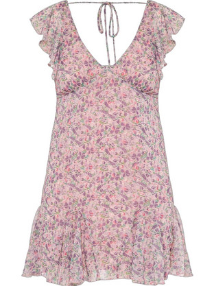 Funky Buddha Mini Καλοκαιρινό Βραδινό Φόρεμα Floral Ροζ FBL013-124-13
