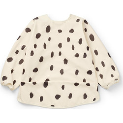 Elodie Details Dalmatian Dots Αδιάβροχη Σαλιάρα Ποδιά Υφασμάτινη με Αυτοκόλλητο Τσέπη & Μανίκια 3m+ Μπεζ