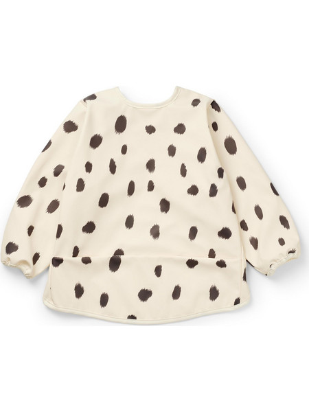 Elodie Details Dalmatian Dots Αδιάβροχη Σαλιάρα Ποδιά Υφασμάτινη με Αυτοκόλλητο Τσέπη & Μανίκια 3m+ Μπεζ