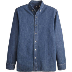Levi's Ανδρικό Πουκάμισο Τζιν Ριγέ Μακρυμάνικο Κανονική Γραμμή Μπλε 001LI-0000