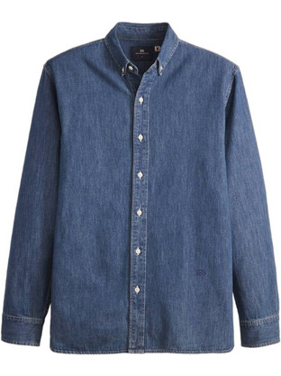 Levi's Ανδρικό Πουκάμισο Τζιν Ριγέ Μακρυμάνικο Κανονική Γραμμή Μπλε 001LI-0000