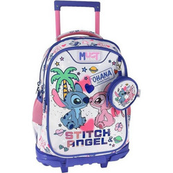 Must Disney Stitch Angel Ohana Σχολική Τσάντα Τρόλεϊ Δημοτικού Πολύχρωμη 565979