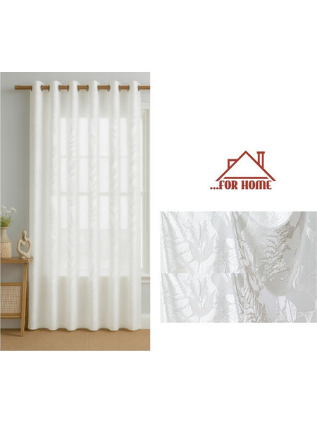 For Home Κουρτίνα Floral με Τρουκς 200x290 Terciopelo Λευκή