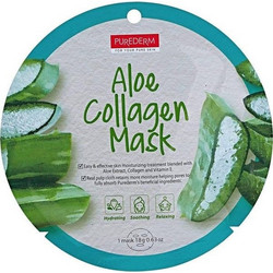 Purederm Aloe Collagen Sheet Μάσκα Προσώπου για Αντιγήρανση Ενυδάτωση & Καταπράυνση με Κολλαγόνο & Αλόη 18gr