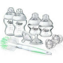 Tommee Tippee Closer To Nature Σετ Πλαστικά Μπιμπερό με Θηλή Σιλικόνης κατά των Κολικών 0m+ White 9τμχ