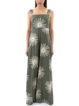 Moutaki Maxi Καλοκαιρινό Βραδινό Φόρεμα Floral Πλεκτό Χακί 26.07.35