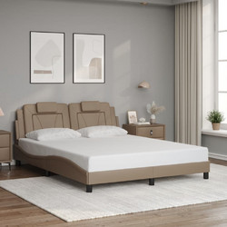 vidaXL Κρεβάτι Υπέρδιπλο Δερματίνη με Τάβλες 160x200cm 3208107