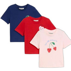 Bonprix Σετ Παιδικά T-Shirt Κόκκινο Μπλε Ροζ 963886