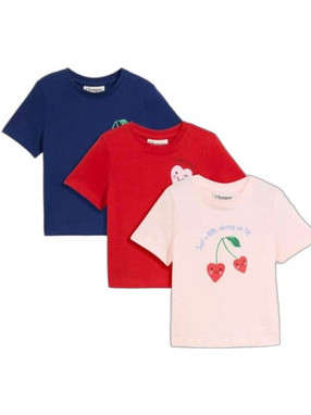 Bonprix Σετ Παιδικά T-Shirt Κόκκινο Μπλε Ροζ 963886