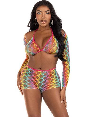 Leg Avenue Sexy Two Piece Set Διχτυωτό Πολύχρωμο D-239427