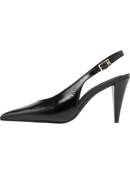 Tommy Hilfiger Γόβες Slingback Δερμάτινες με Λεπτό Ψηλό Τακούνι Μαύρες FW0FW09511-BDS