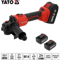 Yato YT-828252 Γωνιακός Τροχός Μπαταρίας 18V 125mm 2x4Ah