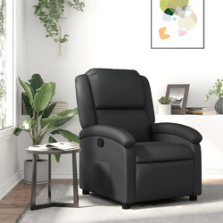 vidaXL Πολυθρόνα Relax με Υποπόδιο Ανακλινόμενη Δερμάτινη Μαύρη 3205920