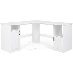 Costway Γωνιακό Γραφείο Ξύλινο 76x150x150cm CB11064DE-WH