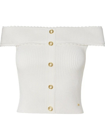 BSB Γυναικείο Καλοκαιρινό Crop Top Πλεκτό Λευκό 055-160012