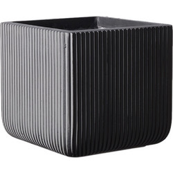 Supergreens Stripe XL Γλάστρα Τετράγωνη Πήλινη Γκρι 38cm D-9940-8