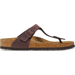 Birkenstock Gizeh Δερμάτινες Γυναικείες Σαγιονάρες Ανατομικές Σοκολατί 743831