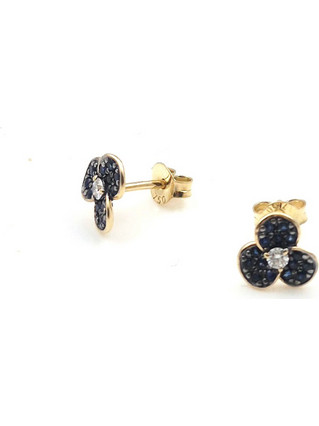DiamondJools Γυναικεία Σκουλαρίκια Καρφωτά από Xρυσό 18K με Διαμάντι & Ζαφείρι EME1481459102