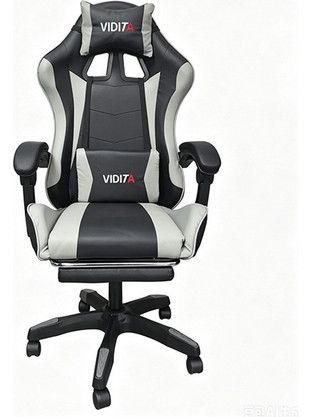 Zita Plus A6060 Καρέκλα Gaming Δερματίνης με Υποπόδιο Μαύρη Λευκή 01.0295