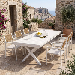 Pakoworld Dagyn Savor Σετ Τραπεζαρία Κήπου Αλουμίνιο 7τμχ Λευκό Καφέ 200-001862