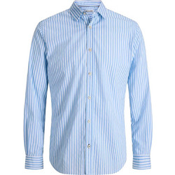 Jack & Jones Ανδρικό Πουκάμισο Βαμβακερό Ριγέ Μακρυμάνικο Κανονική Γραμμή Γαλάζιο 12289342