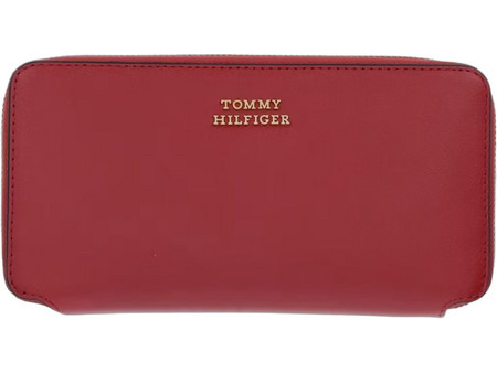 Tommy Hilfiger Μεγάλο Δερμάτινο Γυναικείο Πορτοφόλι Καρτών με Φερμουάρ Κόκκινο AW0AW18941-XLI