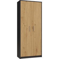 Topeshop Δίφυλλη Ντουλάπα Ρούχων Oliv 2d Μαύρη 74x35x180cm