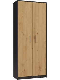 Topeshop Δίφυλλη Ντουλάπα Ρούχων Oliv 2d Μαύρη 74x35x180cm